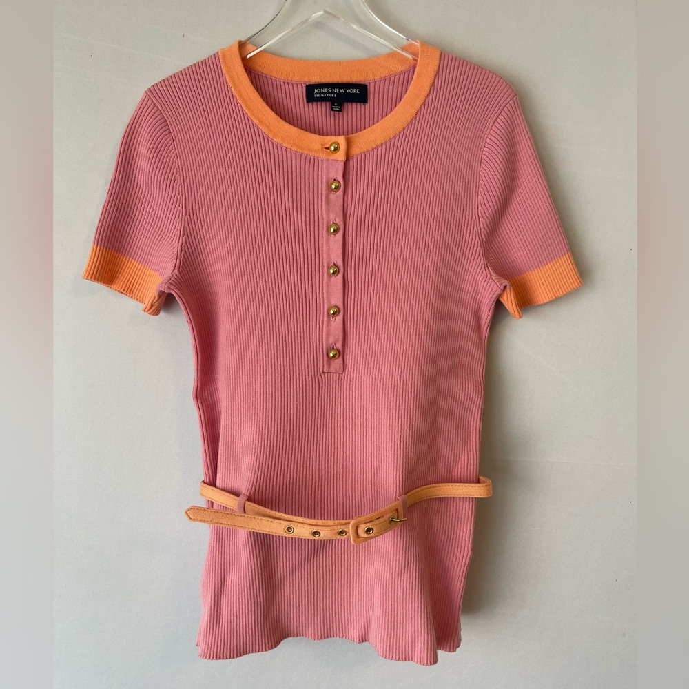 Ribbed Knit Color Block Clueless Top S